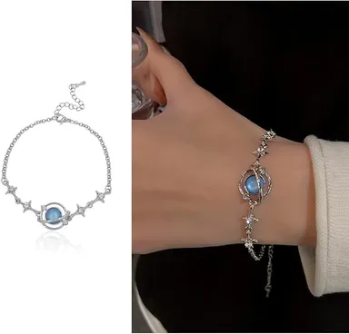 Blue Planet Bracelet, Adjustable Zircon Couple & Friendship Bracelet for Women, LSUWDE  thumbnail 5