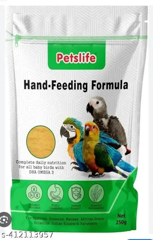 Pets Life Hand Feeding Formula 250gm - Complete Daily Nutrition for Baby Birds with DHA Omega 3 image 1