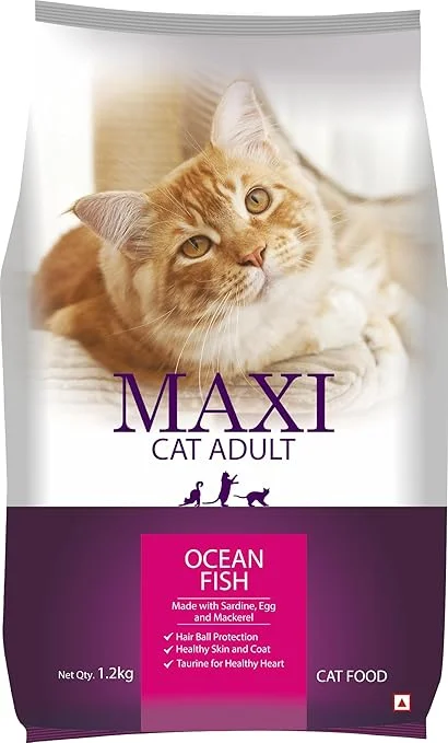 Maxi Cat Adult Food 500gm – Ocean Fish Dry Cat Food for Healthy Coat & Urinary Care image 1