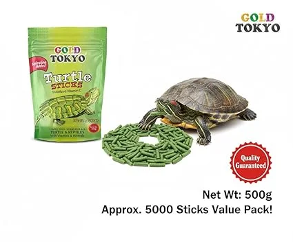 Gold Tokyo Turtle Sticks 500gm & 250gm Combo Pack balanced nutritional food designed for all turtles aquatic amphibians, and reptiles Specially formulated to support the healthy growth and development of your Turtle Food image 3