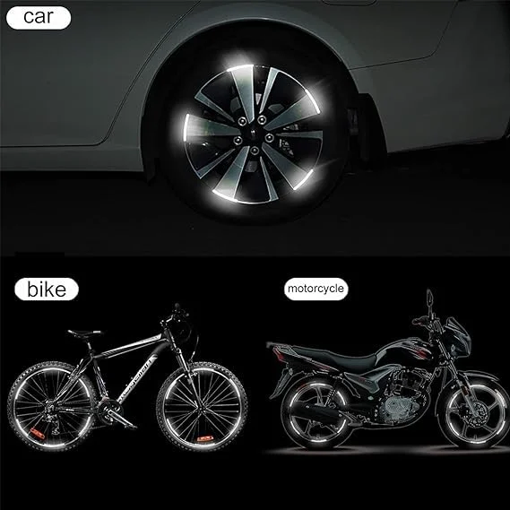 Reflective Wheel Stickers for Car, Motorcycle & Bicycle  3D Tire Rim Stripes Decals (20 PCS, Green Sports)  Night Safety & Automotive Exterior Accessories image 5