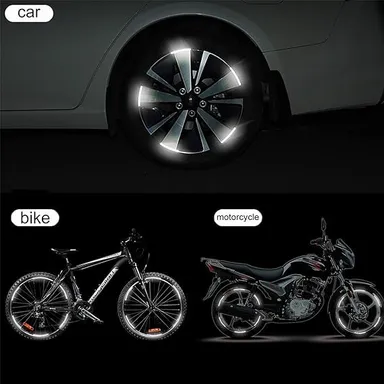 Reflective Wheel Stickers for Car, Motorcycle & Bicycle  3D Tire Rim Stripes Decals (20 PCS, Green Sports)  Night Safety & Automotive Exterior Accessories thumbnail 4
