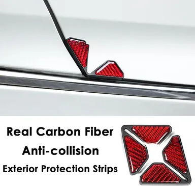 CarFrill 2PCS Car Door Corner | Anti Collision Strip Real Carbon Fiber Protection Stickers for SUV & Truck | Red Vehicle Exterior Decoration thumbnail 1