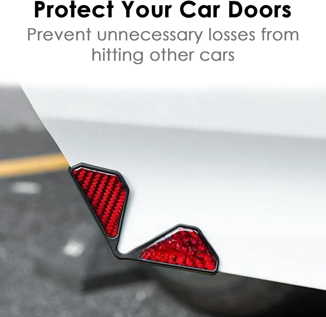 CarFrill 2PCS Car Door Corner | Anti Collision Strip Real Carbon Fiber Protection Stickers for SUV & Truck | Red Vehicle Exterior Decoration image 4