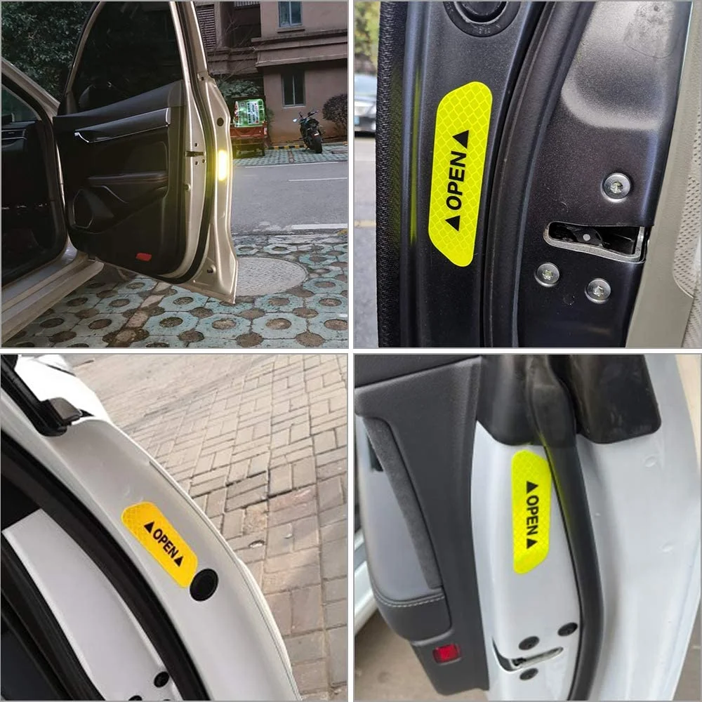 Reflective Car Door Stickers by CarFrill | 4 Pieces Anti Collision Safety Tape for Night Visibility | Universal Fit  Multi Color Plastic Decals image 3
