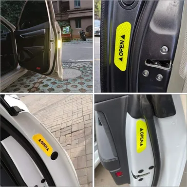 Reflective Car Door Stickers by CarFrill | 4 Pieces Anti Collision Safety Tape for Night Visibility | Universal Fit  Multi Color Plastic Decals thumbnail 2