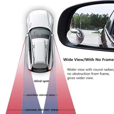 CarFrill HD Glass Frameless Round | Convex Rear View Blind Spot Mirror for Cars/Trucks/Vans | Pack of 2 thumbnail 1