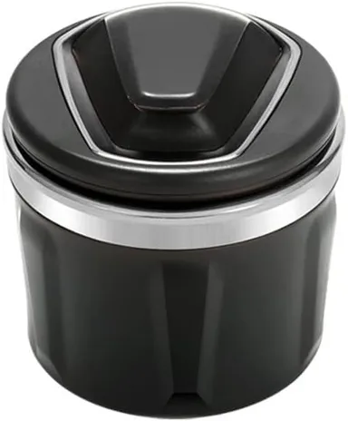 CarFrill LED Car Cigarette Ashtray with Cover | Portable, Smokeless, Multifunctional Ashtray for Car, Home, Office, and Mini Car Trash Can for Men & Women (Silver) thumbnail 2
