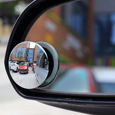 Blind Spot Mirror for Cars | HD Glass Convex Lens, Frameless, Adjustable Stick | On Design for All Universal Vehicles | Round Design (CarFrill) thumbnail 0