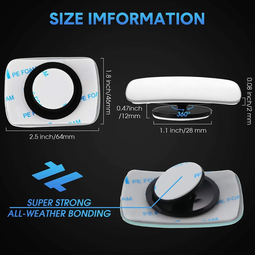 CarFrill Blind Spot Mirror | Rectangle HD Glass Convex Rear View Mirror with Strengthened Adhesive for Car, Truck & Van | Pack of 2 image 3