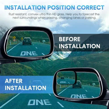 CarFrill Blind Spot Mirror | Rectangle HD Glass Convex Rear View Mirror with Strengthened Adhesive for Car, Truck & Van | Pack of 2  thumbnail 5