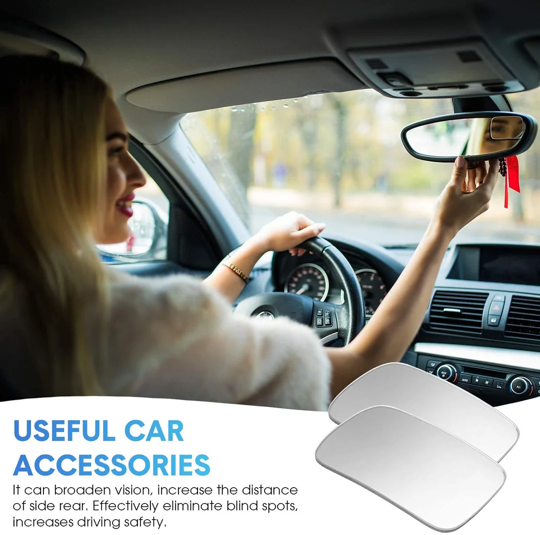 CarFrill Blind Spot Mirror | Rectangle HD Glass Convex Rear View Mirror with Strengthened Adhesive for Car, Truck & Van | Pack of 2 image 8