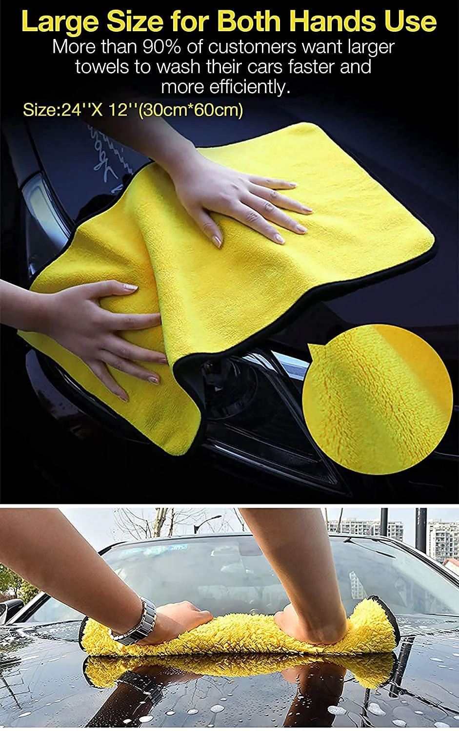 CarFrill Car Towel | Scratch Free Lint Free Auto Wash Mitt for Cars, SUVs, RVs, Trucks, Boats and Home Polishing Washing  6 Pack | Premium Detailing Wax   image 4
