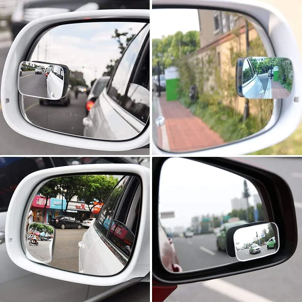 Adjustable Universal Blind Spot Mirrors for Cars Rectangular Wide Angle Convex Rear View Safety Mirrors HD Glass Stick-On Panoramic Visibility |2 pcs| image 2