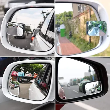Adjustable Universal Blind Spot Mirrors for Cars Rectangular Wide Angle Convex Rear View Safety Mirrors HD Glass Stick-On Panoramic Visibility |2 pcs| thumbnail 1