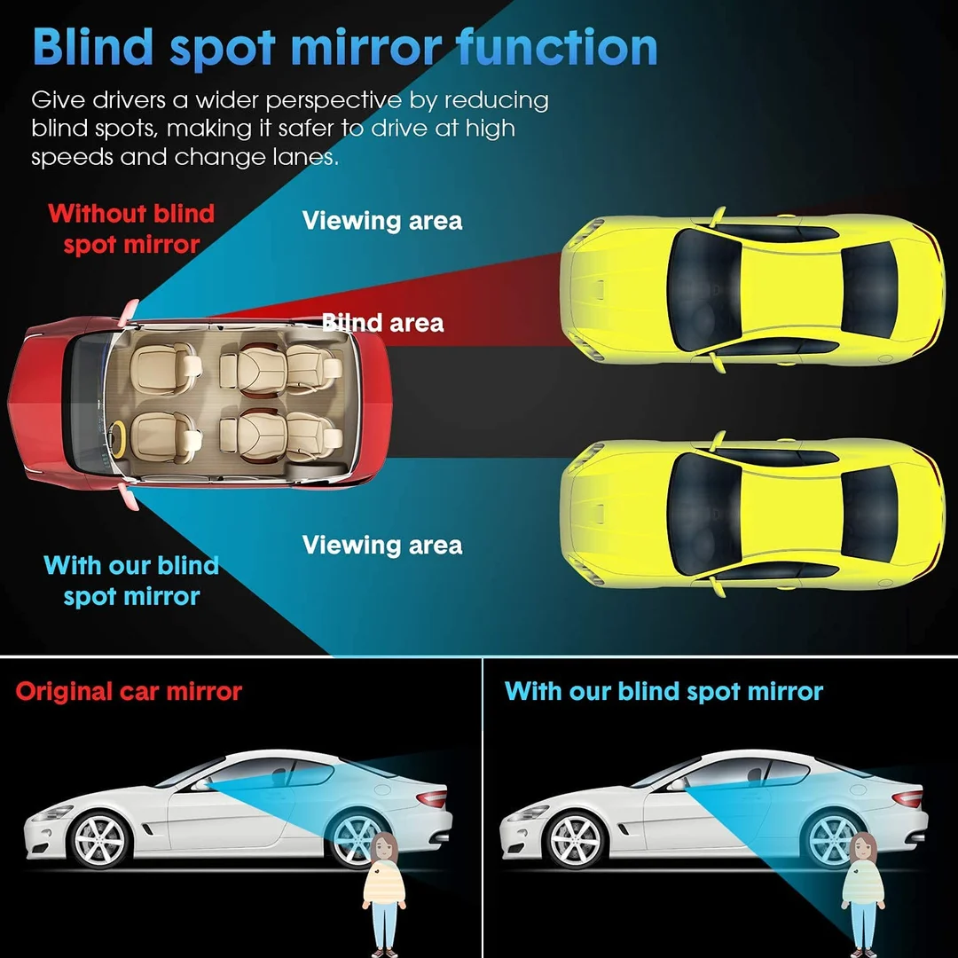 Adjustable Universal Blind Spot Mirrors for Cars Rectangular Wide Angle Convex Rear View Safety Mirrors HD Glass Stick-On Panoramic Visibility |2 pcs| image 7