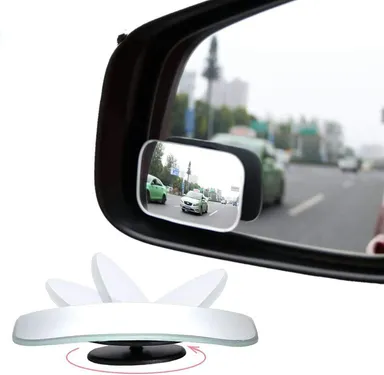 Adjustable Universal Blind Spot Mirrors for Cars Rectangular Wide Angle Convex Rear View Safety Mirrors HD Glass Stick-On Panoramic Visibility |2 pcs| thumbnail 0
