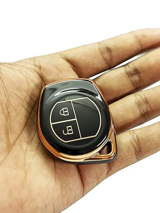 CarFrill Silicone Car Key Cover for Maruti Suzuki S Presso, Swift, DZire, Ignis, Alto, Vitara Brezza, Celerio, Ertiga, Ciaz, SCross, Baleno | Ritz 2 Button Key Cover (Luxurious Black) image 2