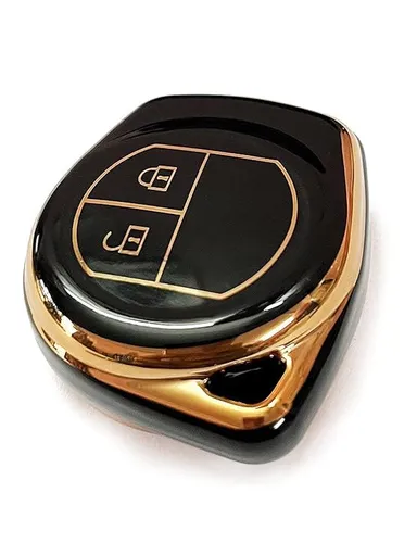 CarFrill Silicone Car Key Cover for Maruti Suzuki S Presso, Swift, DZire, Ignis, Alto, Vitara Brezza, Celerio, Ertiga, Ciaz, SCross, Baleno | Ritz 2 Button Key Cover (Luxurious Black) thumbnail 0