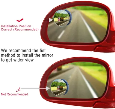 CarFrill 4 Pack Blind Spot Mirror| 2 Round HD Glass Frameless Convex Rear View Mirror | 360° Premium Quality Mirror thumbnail 7