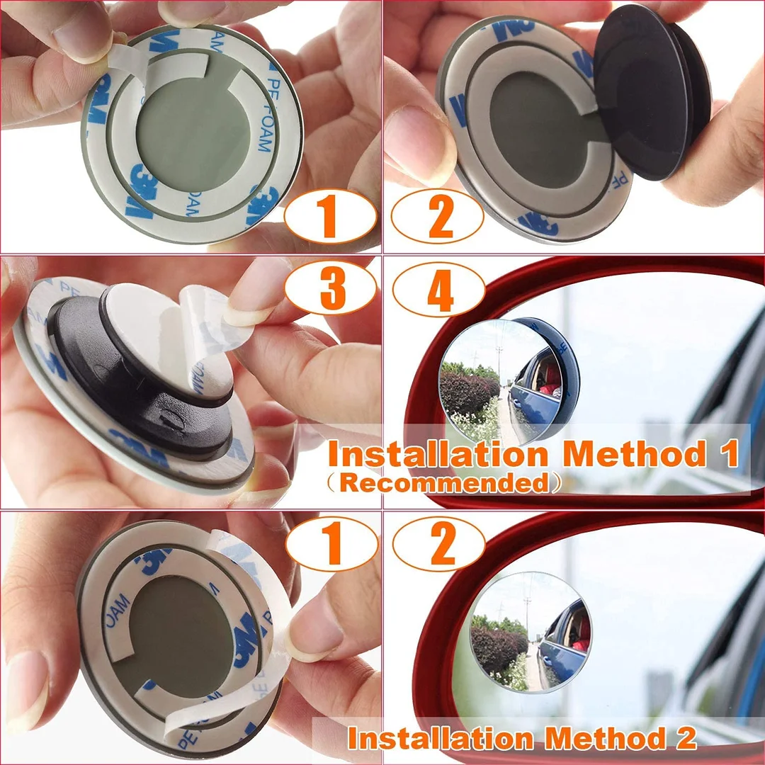 CarFrill 4 Pack Blind Spot Mirror| 2 Round HD Glass Frameless Convex Rear View Mirror | 360° Premium Quality Mirror image 9