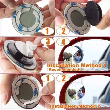 CarFrill 4 Pack Blind Spot Mirror| 2 Round HD Glass Frameless Convex Rear View Mirror | 360° Premium Quality Mirror thumbnail 8