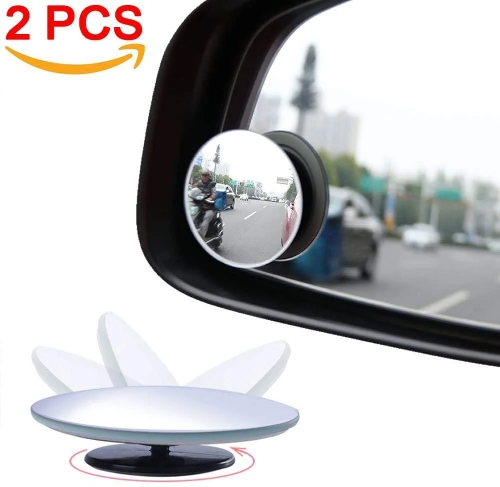 CarFrill Car Blind Spot Mirror | 2" Round HD Glass Frameless Convex Wide Angle Rear View Mirror, Adjustable Stick On Design for Cars, Trucks, SUVs, Vans | Pack of 2 image 2