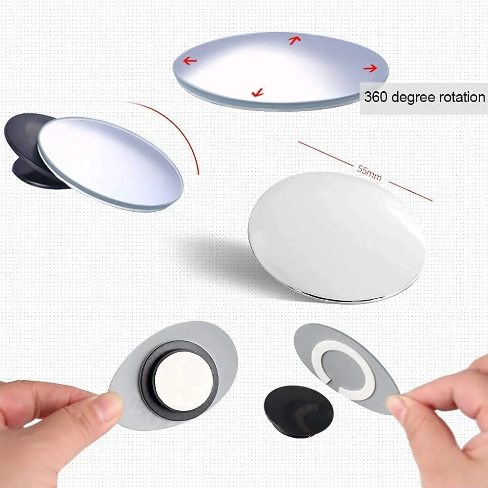 CarFrill Car Blind Spot Mirror | 2" Round HD Glass Frameless Convex Wide Angle Rear View Mirror, Adjustable Stick On Design for Cars, Trucks, SUVs, Vans | Pack of 2 image 6