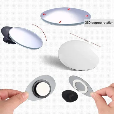 CarFrill Car Blind Spot Mirror | 2" Round HD Glass Frameless Convex Wide Angle Rear View Mirror, Adjustable Stick On Design for Cars, Trucks, SUVs, Vans | Pack of 2 thumbnail 5