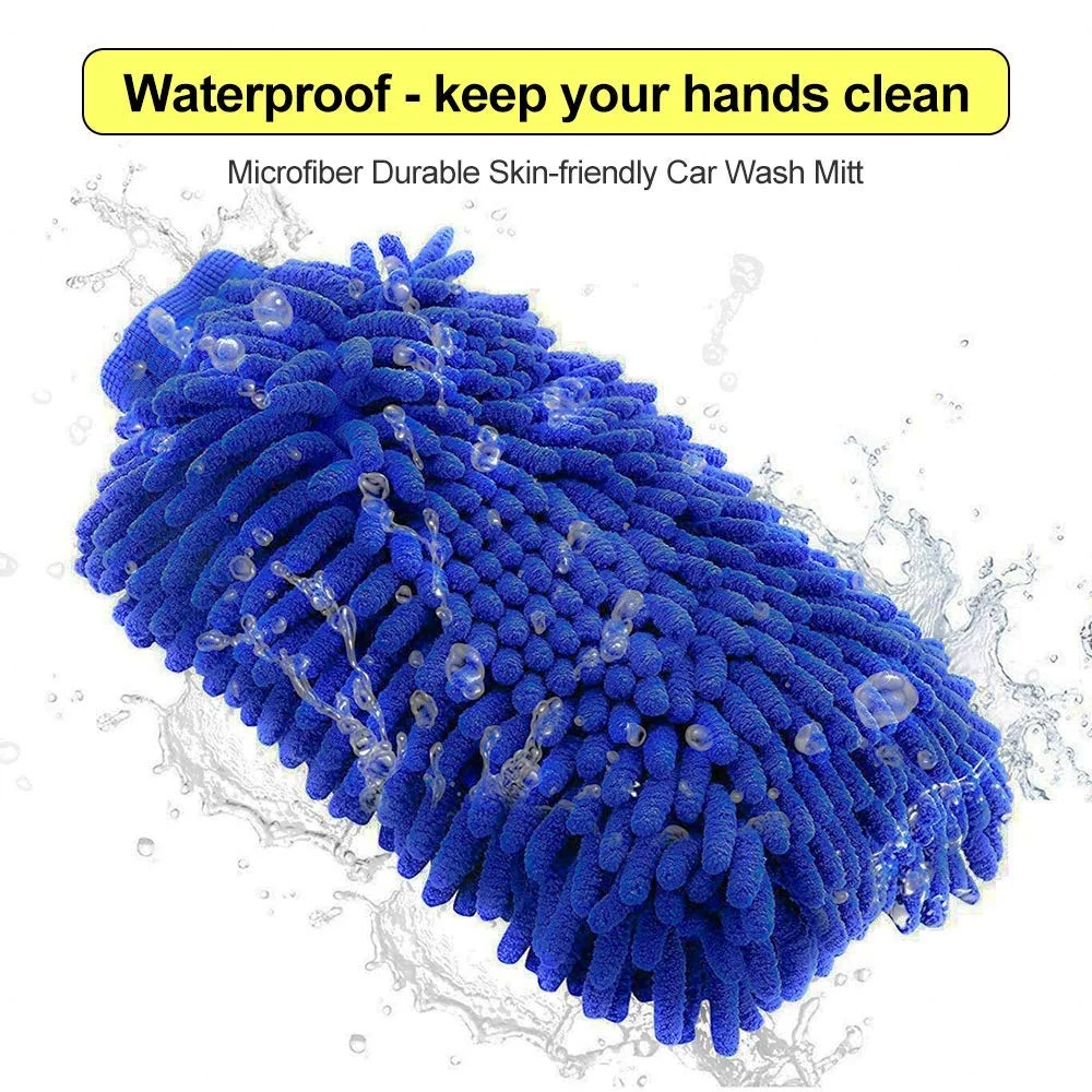 CarFrill Car Wash Mitt 2 Pack Large Size Microfiber Chenille Scratch-Free Waterproof Car Cleaning Gloves for Winter Use image 2