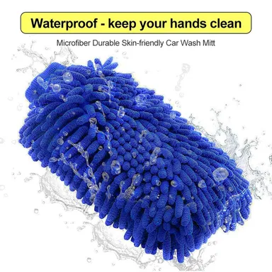 CarFrill Car Wash Mitt 2 Pack Large Size Microfiber Chenille Scratch-Free Waterproof Car Cleaning Gloves for Winter Use thumbnail 1