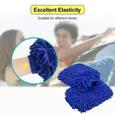 CarFrill Car Wash Mitt 2 Pack Large Size Microfiber Chenille Scratch-Free Waterproof Car Cleaning Gloves for Winter Use thumbnail 3