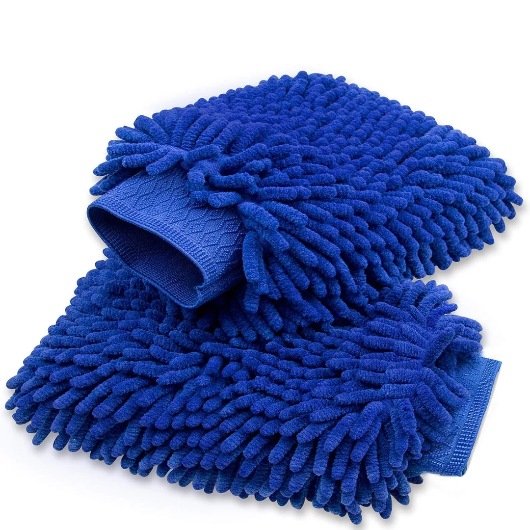 CarFrill Car Wash Mitt 2 Pack Large Size Microfiber Chenille Scratch-Free Waterproof Car Cleaning Gloves for Winter Use image 1
