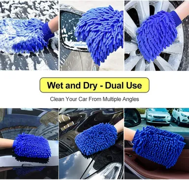 CarFrill Car Wash Mitt 2 Pack Large Size Microfiber Chenille Scratch-Free Waterproof Car Cleaning Gloves for Winter Use thumbnail 6