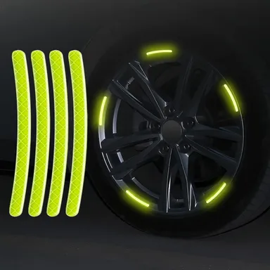 CarFrill Reflective Stickers|for Cars, Motorcycle Decals, Anti Scratch Safety Warning Stickers | (20 PCS, Fluorescent Green)  Reflective Car Decoration, Night Visibility, Polyethylene Terephthalate thumbnail 0