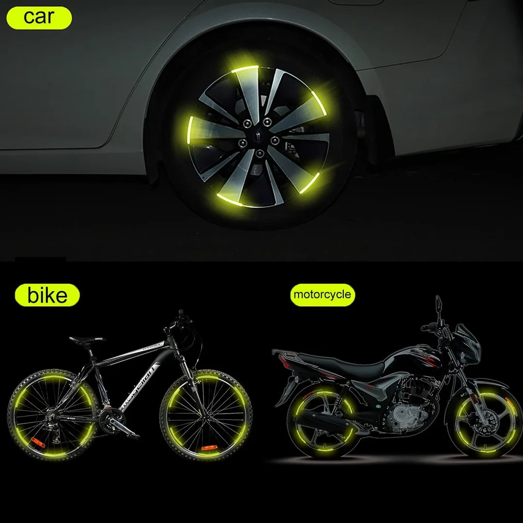 CarFrill Reflective Stickers|for Cars, Motorcycle Decals, Anti Scratch Safety Warning Stickers | (20 PCS, Fluorescent Green)  Reflective Car Decoration, Night Visibility, Polyethylene Terephthalate image 2