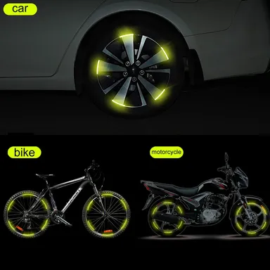 CarFrill Reflective Stickers|for Cars, Motorcycle Decals, Anti Scratch Safety Warning Stickers | (20 PCS, Fluorescent Green)  Reflective Car Decoration, Night Visibility, Polyethylene Terephthalate thumbnail 1