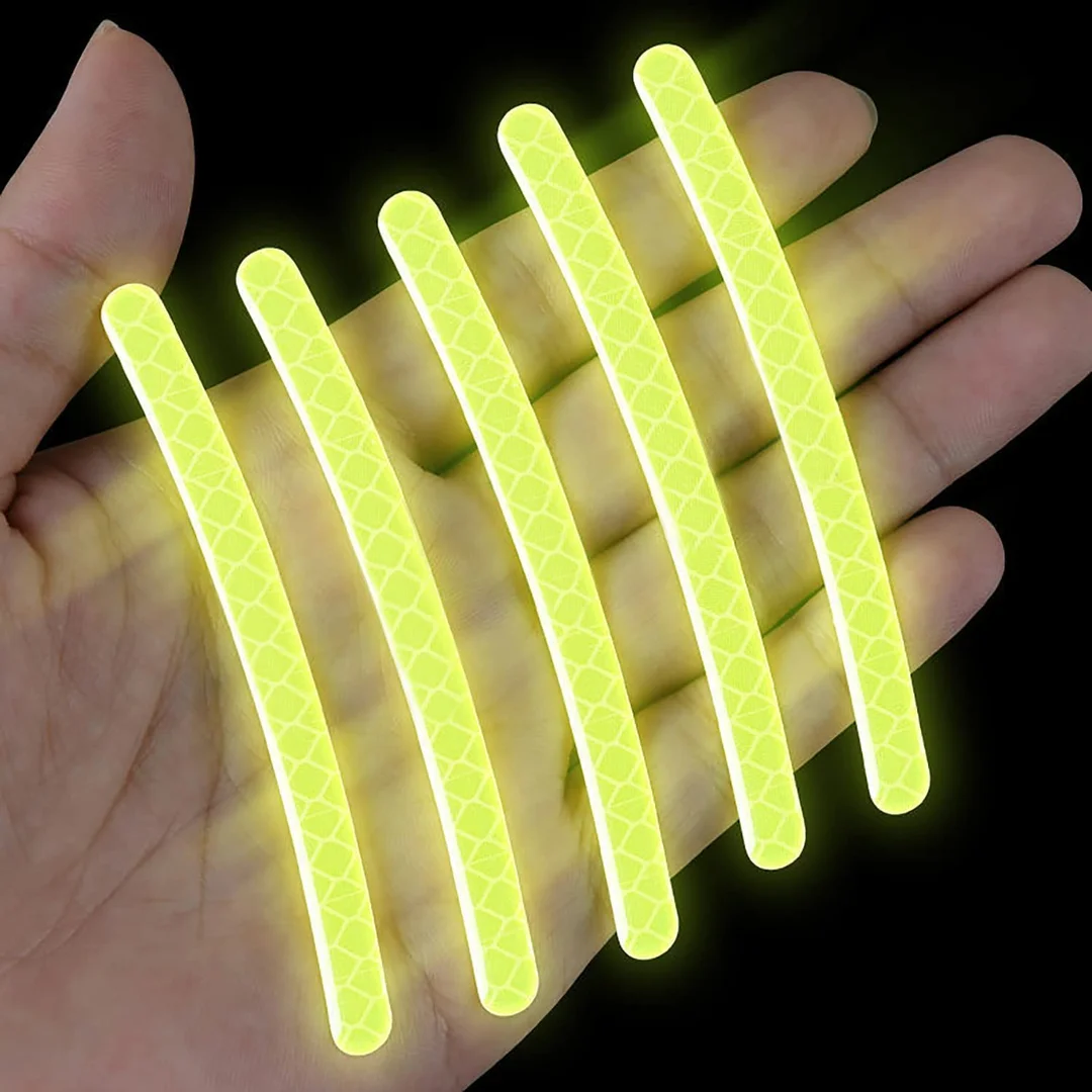 CarFrill Reflective Stickers|for Cars, Motorcycle Decals, Anti Scratch Safety Warning Stickers | (20 PCS, Fluorescent Green)  Reflective Car Decoration, Night Visibility, Polyethylene Terephthalate image 3