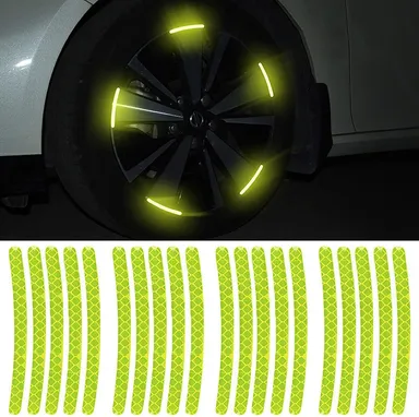 CarFrill Reflective Stickers|for Cars, Motorcycle Decals, Anti Scratch Safety Warning Stickers | (20 PCS, Fluorescent Green)  Reflective Car Decoration, Night Visibility, Polyethylene Terephthalate thumbnail 3