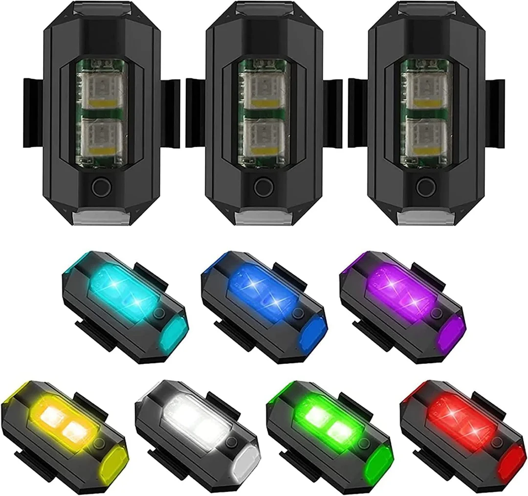 LED Aircraft Strobe Lights for Motorcycles & Drones 7 Colors USB Charging Signal Lights | Lightweight & Durable | Compatible with All Drone Models CarFrill image 1