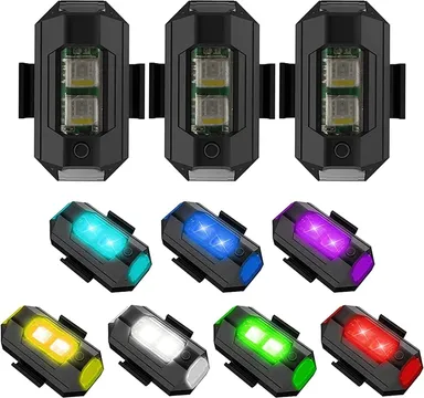 LED Aircraft Strobe Lights for Motorcycles & Drones  7 Colors USB Charging Signal Lights | Lightweight & Durable | Compatible with All Drone Models  CarFrill thumbnail 0