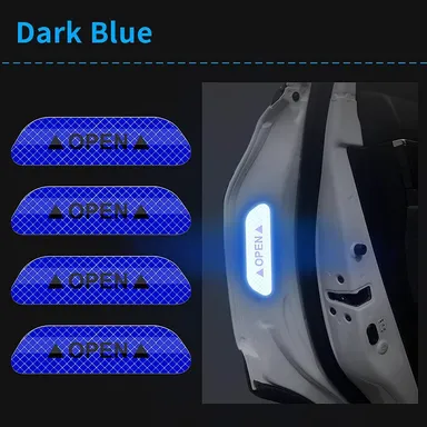 CarFrill Reflective Car Tape 4Pcs | Universal Auto Door Open Warning Stickers, Anti-Collision Reflective Caution Tape, Laser Reflective Vinyl for Car (Blue) thumbnail 2