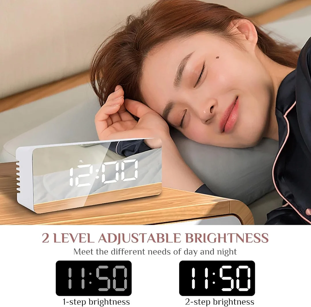 CarFrill Mirror Digital Alarm Clock for Heavy Sleepers | Dual Alarm, USB Port, Battery Backup & Snooze Function Best Student Alarm Clock image 2
