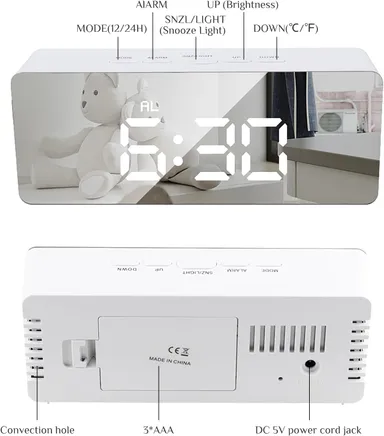 CarFrill Mirror Digital Alarm Clock for Heavy Sleepers | Dual Alarm, USB Port, Battery Backup & Snooze Function Best Student Alarm Clock thumbnail 3
