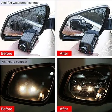 CarFrill 2PCS Anti Fog Rearview Mirror Film  Waterproof, Anti Glare, Nano Film for Car, Scratch and Mist Protection (5.9x3.9 Inches) thumbnail 4