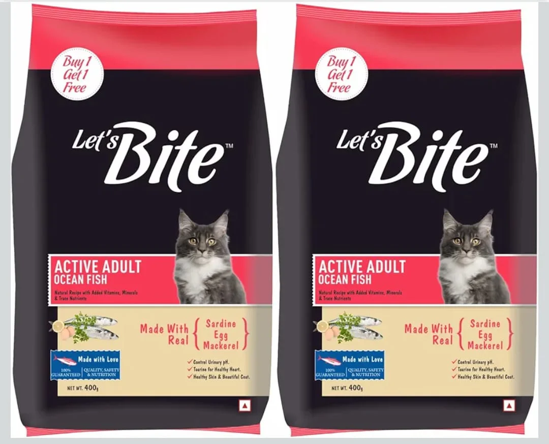 Active Adult Dry Cat Food Ocean Fish Flavour 400g Buy 1 Get 1 Free Pack Total 800g High Protein Taurine Cat Kibble for Healthy Skin Coat Urinary Health All Breed Adult Cats image 1