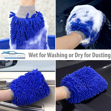 CarFrill Chenille Microfiber Car Wash Mitt | Ultra Absorbent Scratch Free Wash Sponge for Cars, Trucks, SUVs, Boats & Motorcycles | 2 Pack, Large Size thumbnail 4