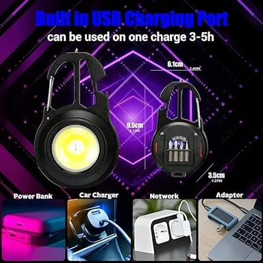 CarFrill Keychain Flashlight LED Small Work Light | 1000 Lumens Rechargeable COB Flashlight with 7 Modes thumbnail 1