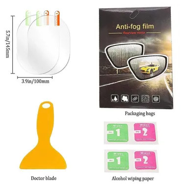 CarFrill HD Nano Anti Glare Rain-Proof Anti Water Mist Oval Car Rear View Mirror Protective. thumbnail 5