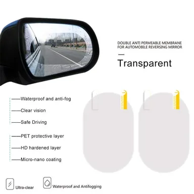 CarFrill HD Nano Anti Glare Rain-Proof Anti Water Mist Oval Car Rear View Mirror Protective. thumbnail 6